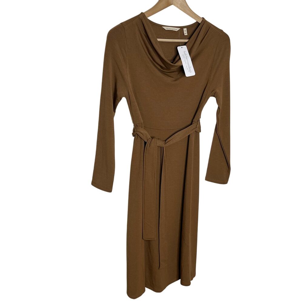 Soft Surroundings Paula Cocoa Brown Belted Sweater Knit Midi Dress PXS - Picture 3 of 12
